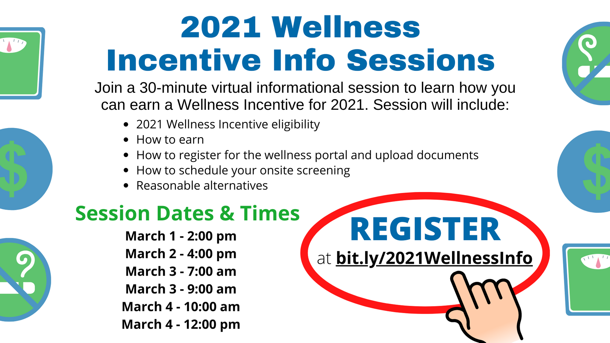 2021 Wellness Incentive Info Sessions with bitly