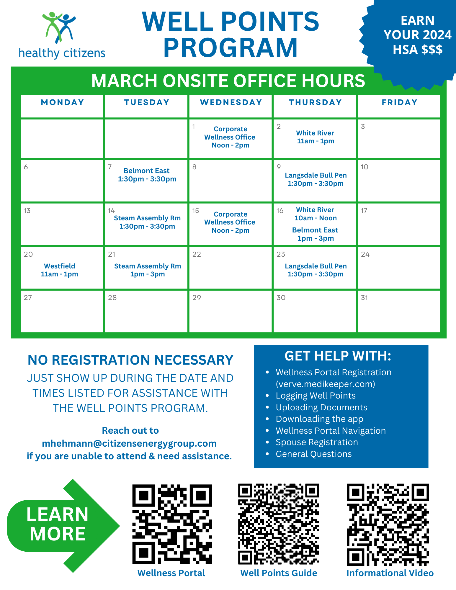 March Well Points Hours